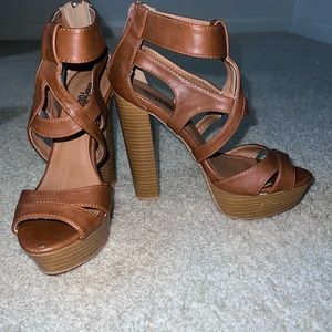 Tan heeled sandals